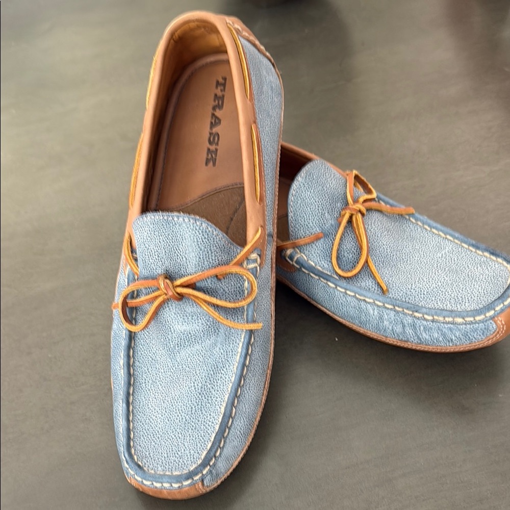 Trask Blue and Brown Loafers Slip-Ons